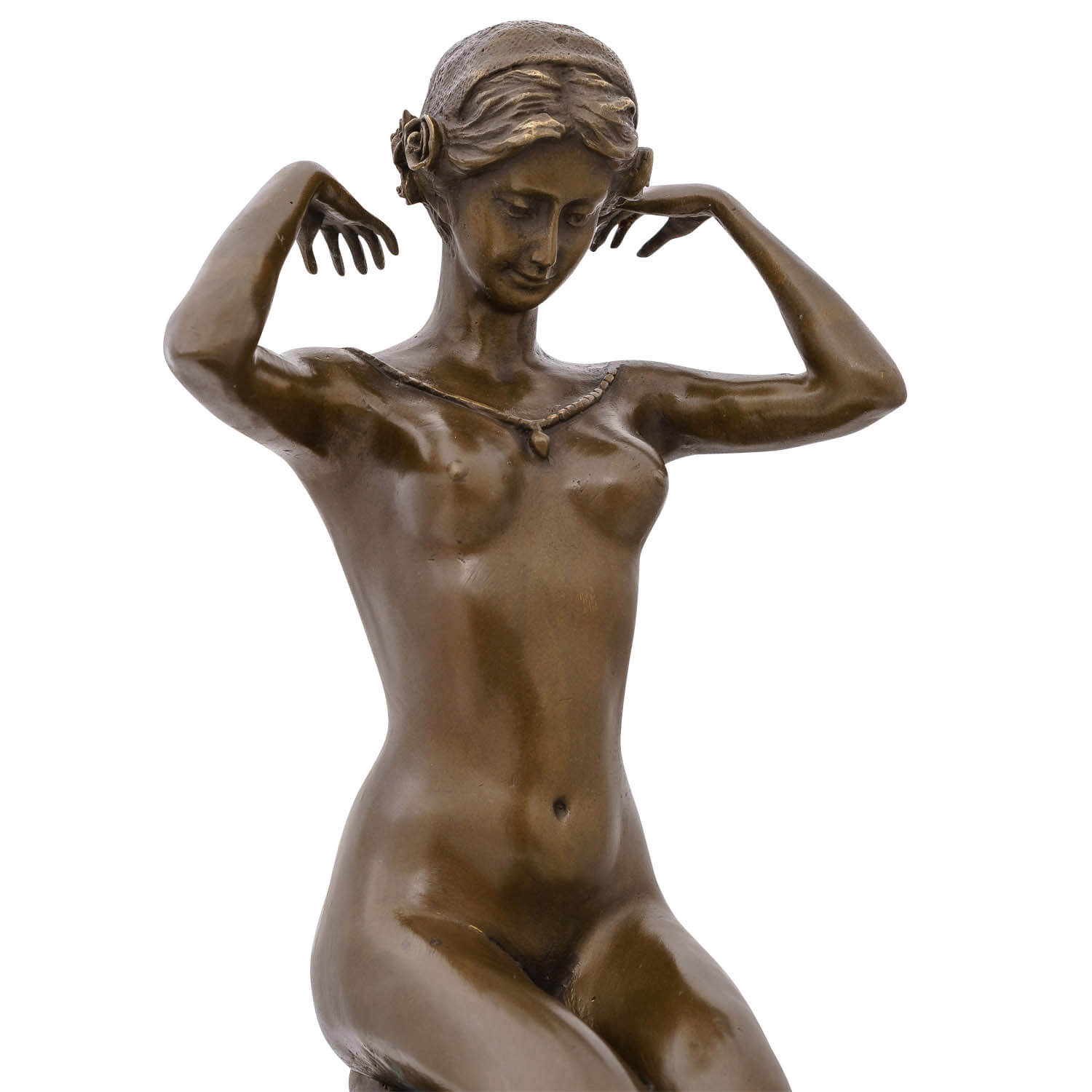 Bronzefigur kniende Frau nach Paul Ponsard Bronze Skulptur 28cm Replik Kopie