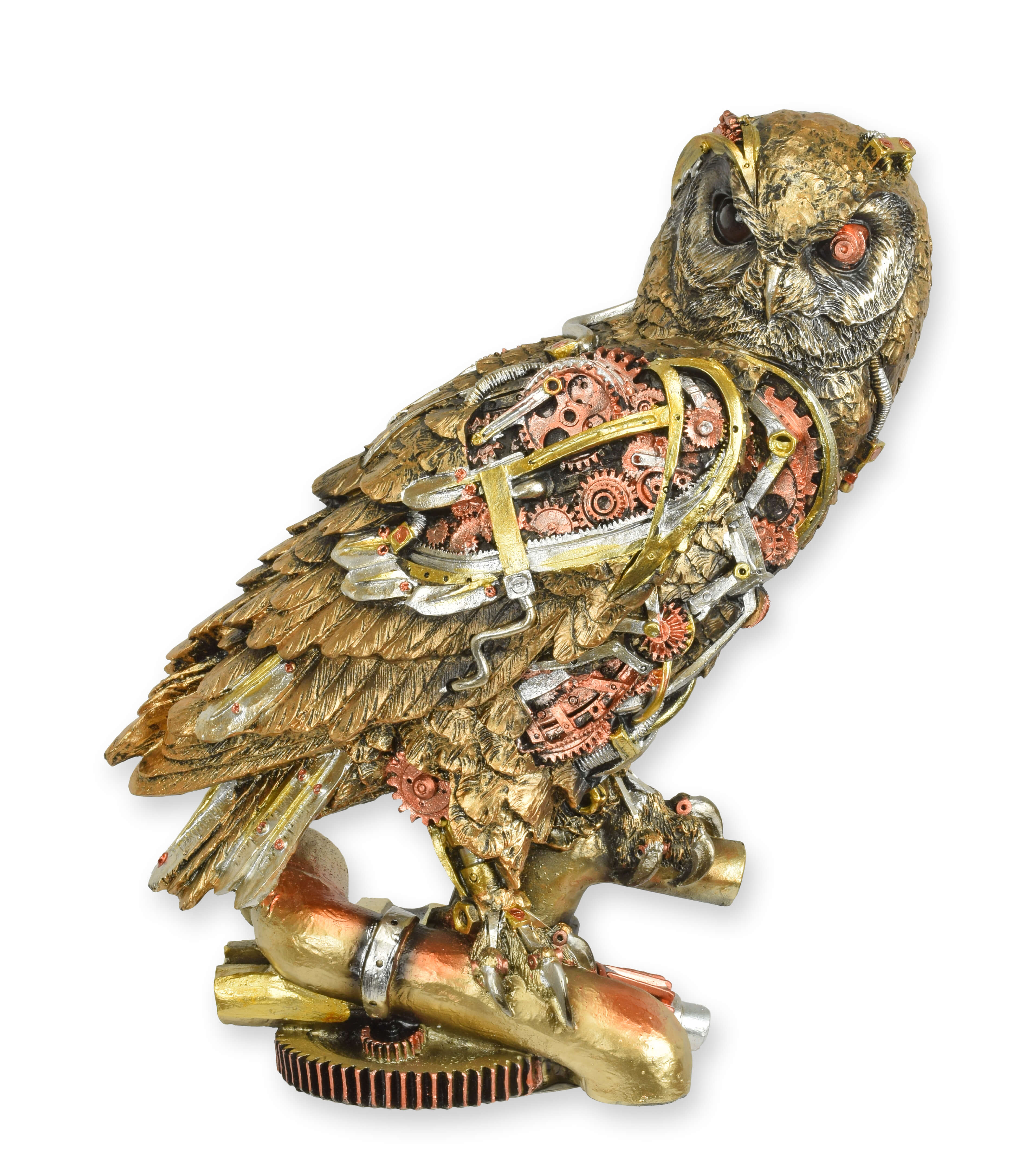 Steampunk Skulptur Eule aus Kunstharz Replikat Retro Design Dekoration