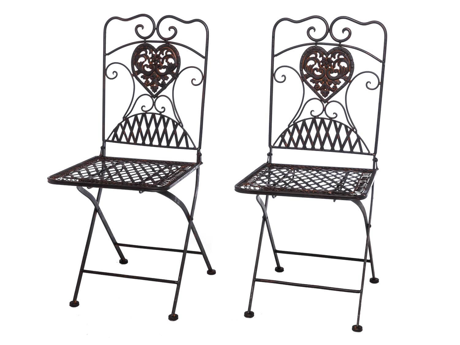 2x Gartenstuhl Paar Stuhl Bistrostuhl Eisen Antik-Stil Gartenmöbel braun