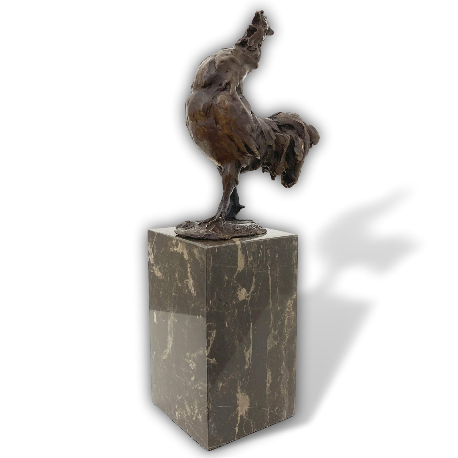 Bronzeskulptur Hahn nach Carvin Antik-Stil Skulptur Bronze Figur Replika Kopie