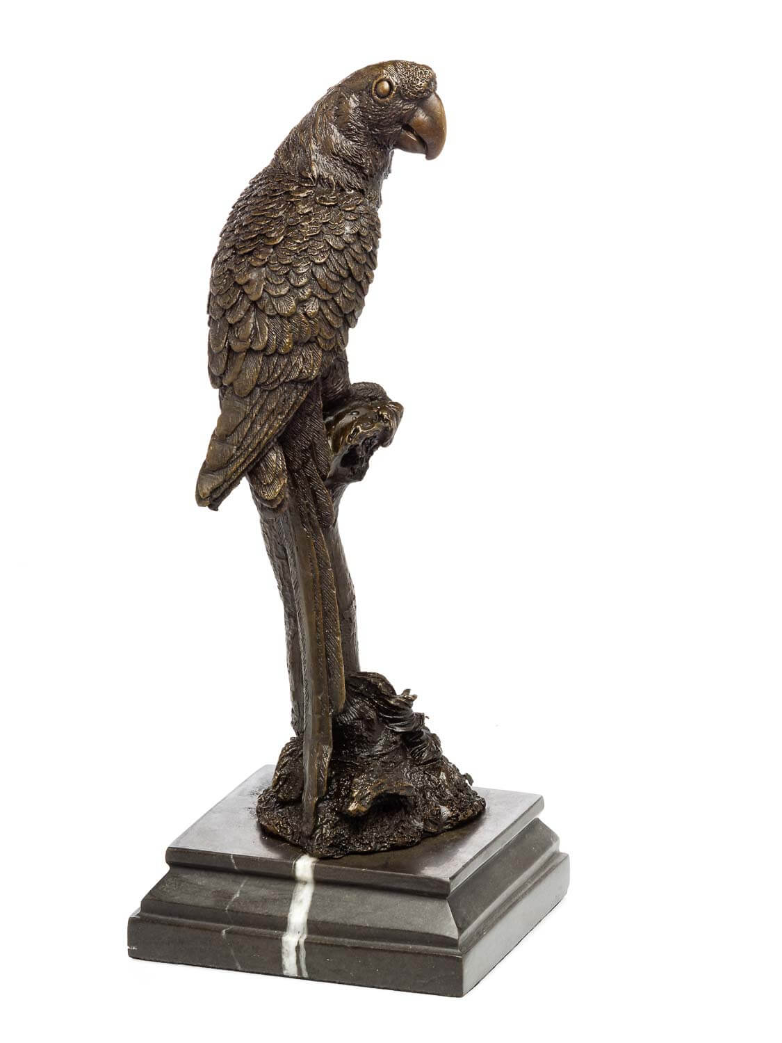 Bronzeskulptur Papagei auf Ast 34cm Skulptur Ara Vogel Bronze Figur Antik-Stil