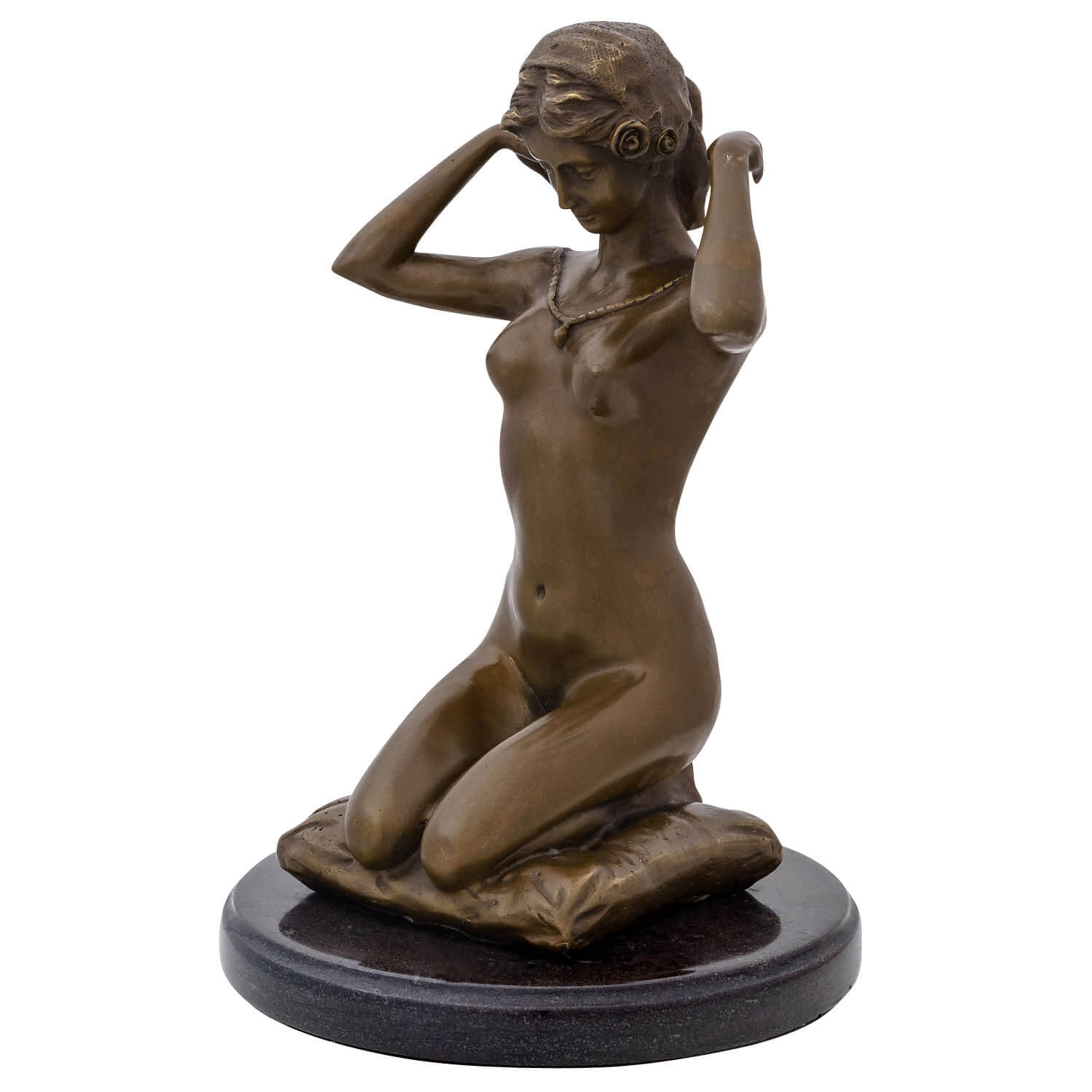Bronzefigur kniende Frau nach Paul Ponsard Bronze Skulptur 28cm Replik Kopie