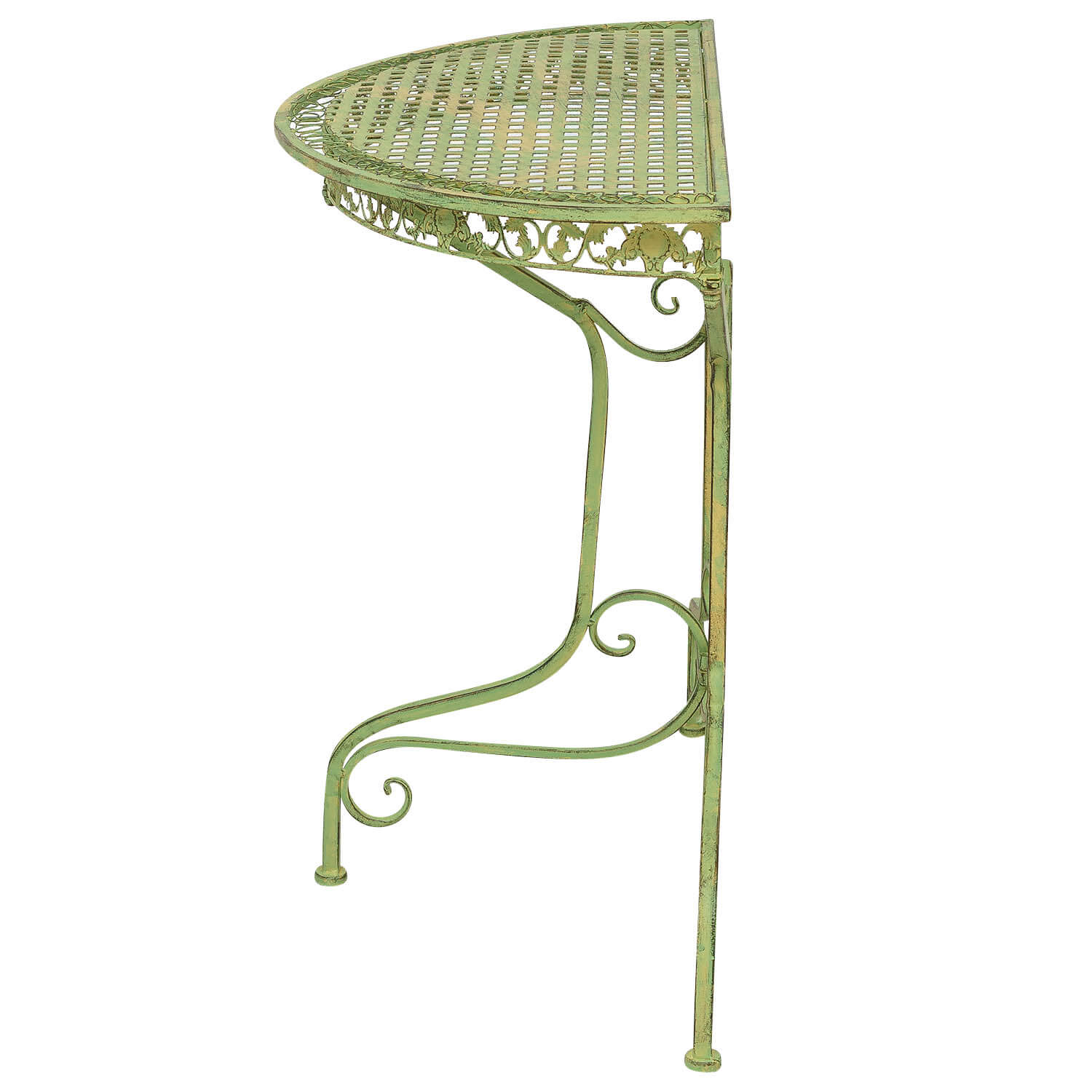 Balkontisch Gartentisch Eisen Tisch Garten grün Antik-Stil halbrund Konsole
