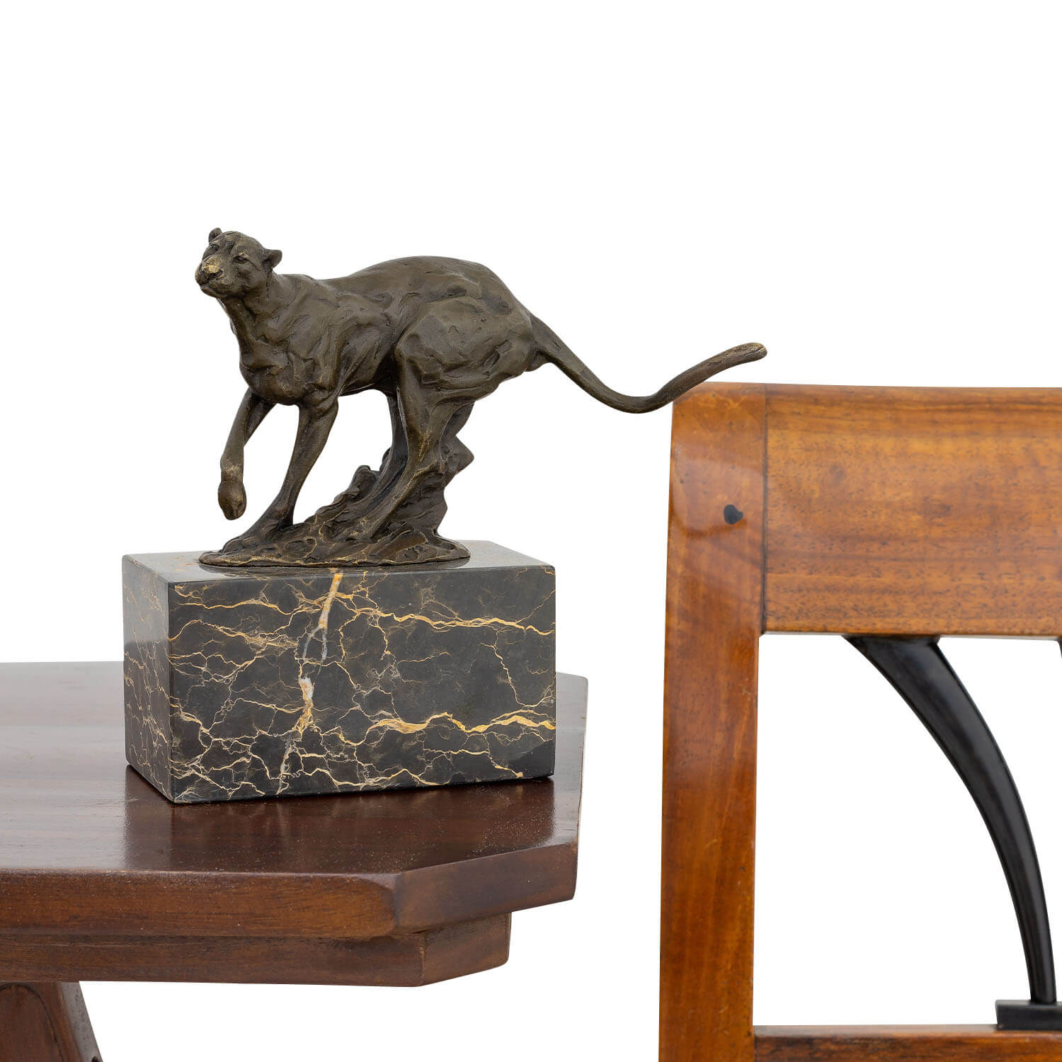 Bronzeskulptur Puma Raubkatze im Antik-Stil Bronze Figur 20cm