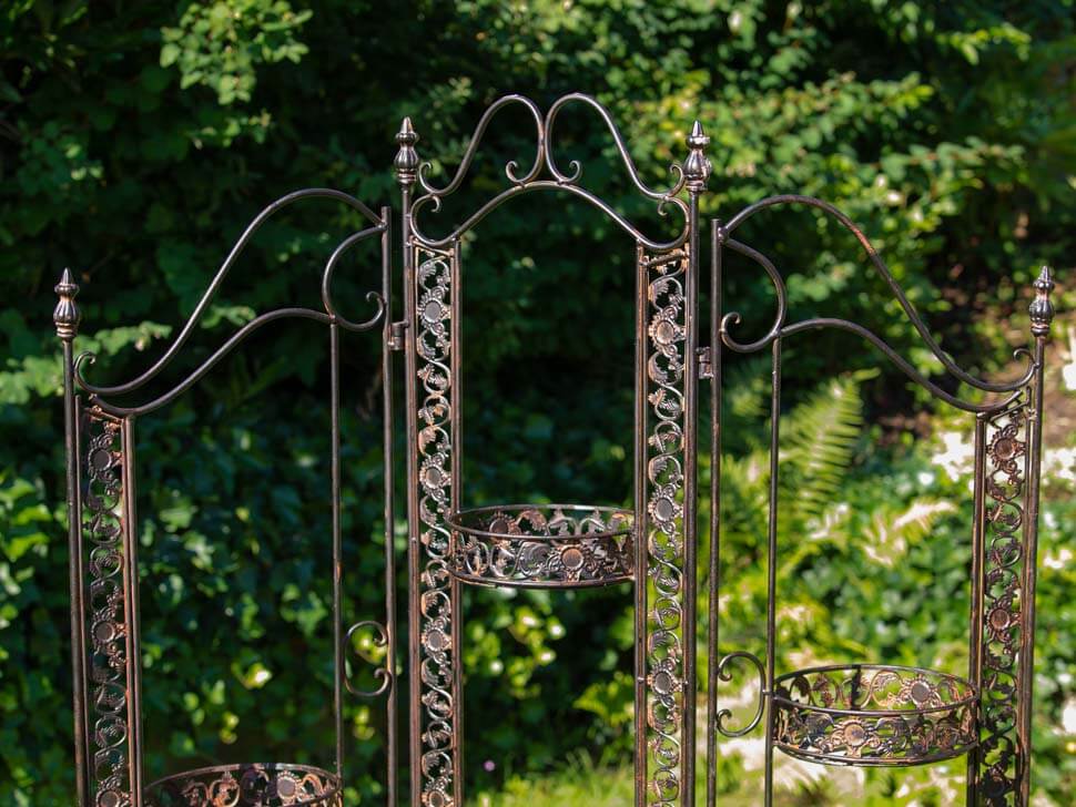 Paravent Pergola Rankhilfe Blumenampel 16kg Eisen antik Stil braun iron