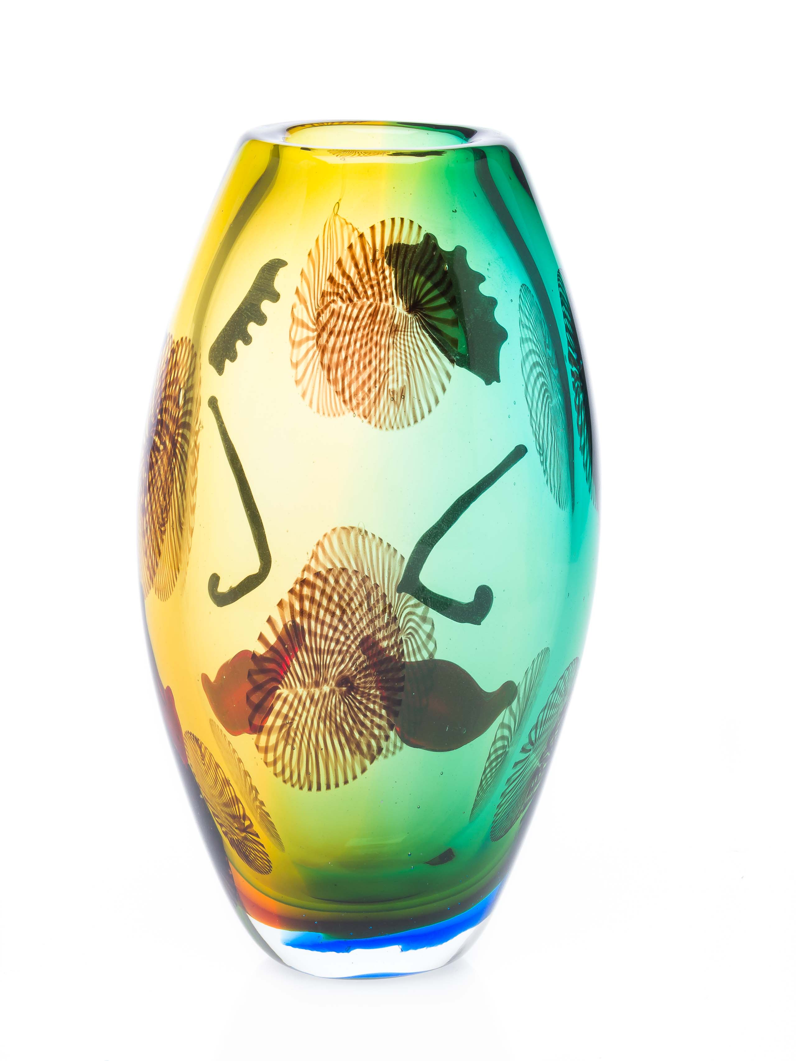 Glasvase Tischvase Gesicht moderne Kunst im Murano Stil Vase Blumenvase Glas