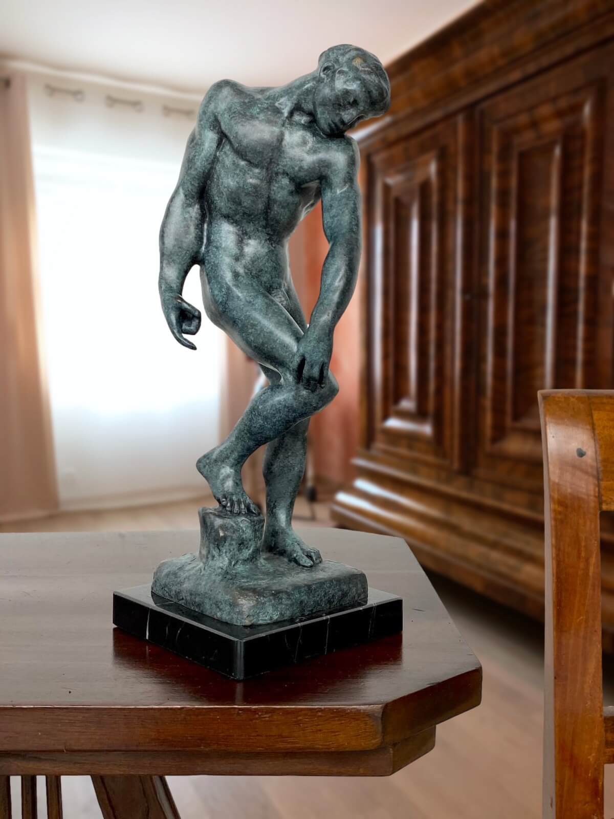 Bronzeskulptur nach Rodin Adam Figur Statue 30cm Antik-Stil Kopie Replik