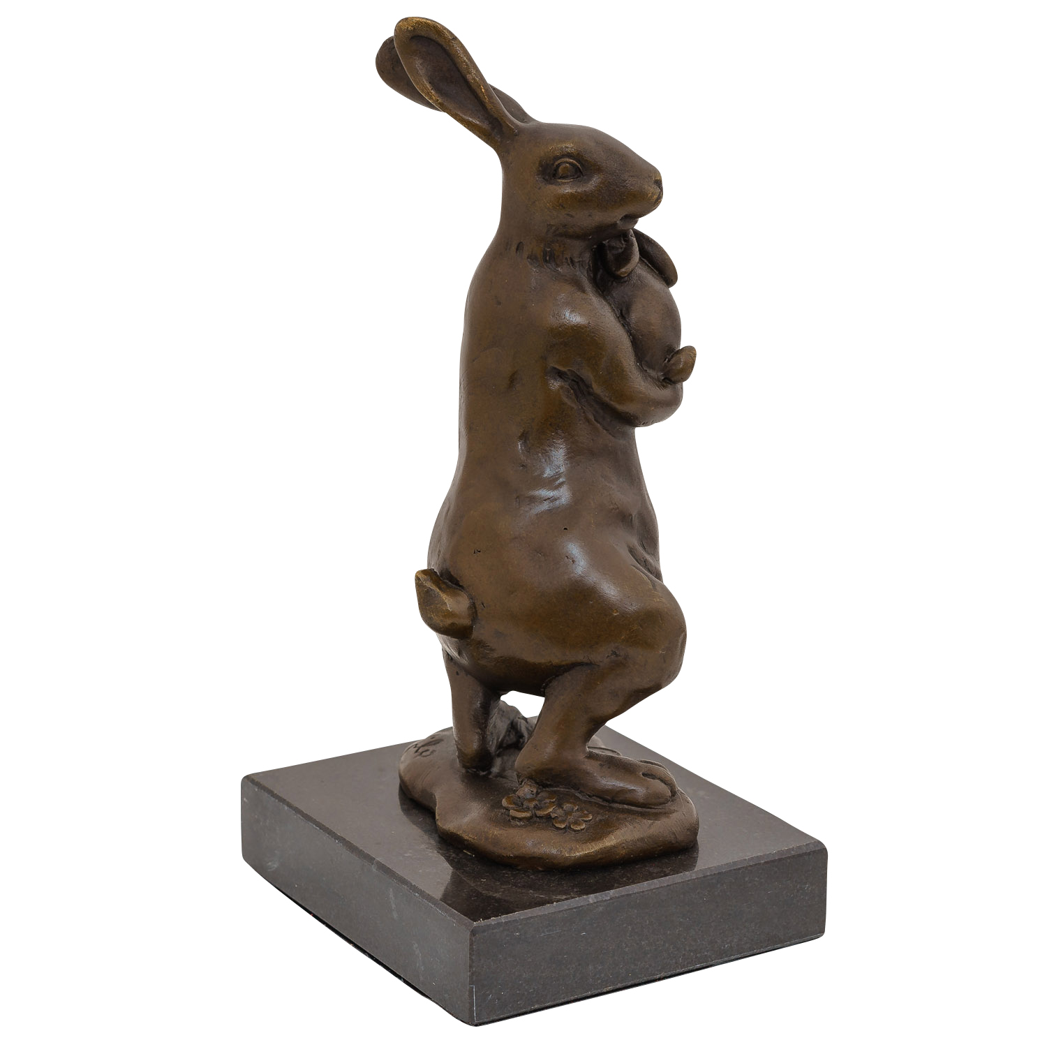 Bronzeskulptur Hase mit Baby im Antik-Stil Bronze Figur Statue 16cm