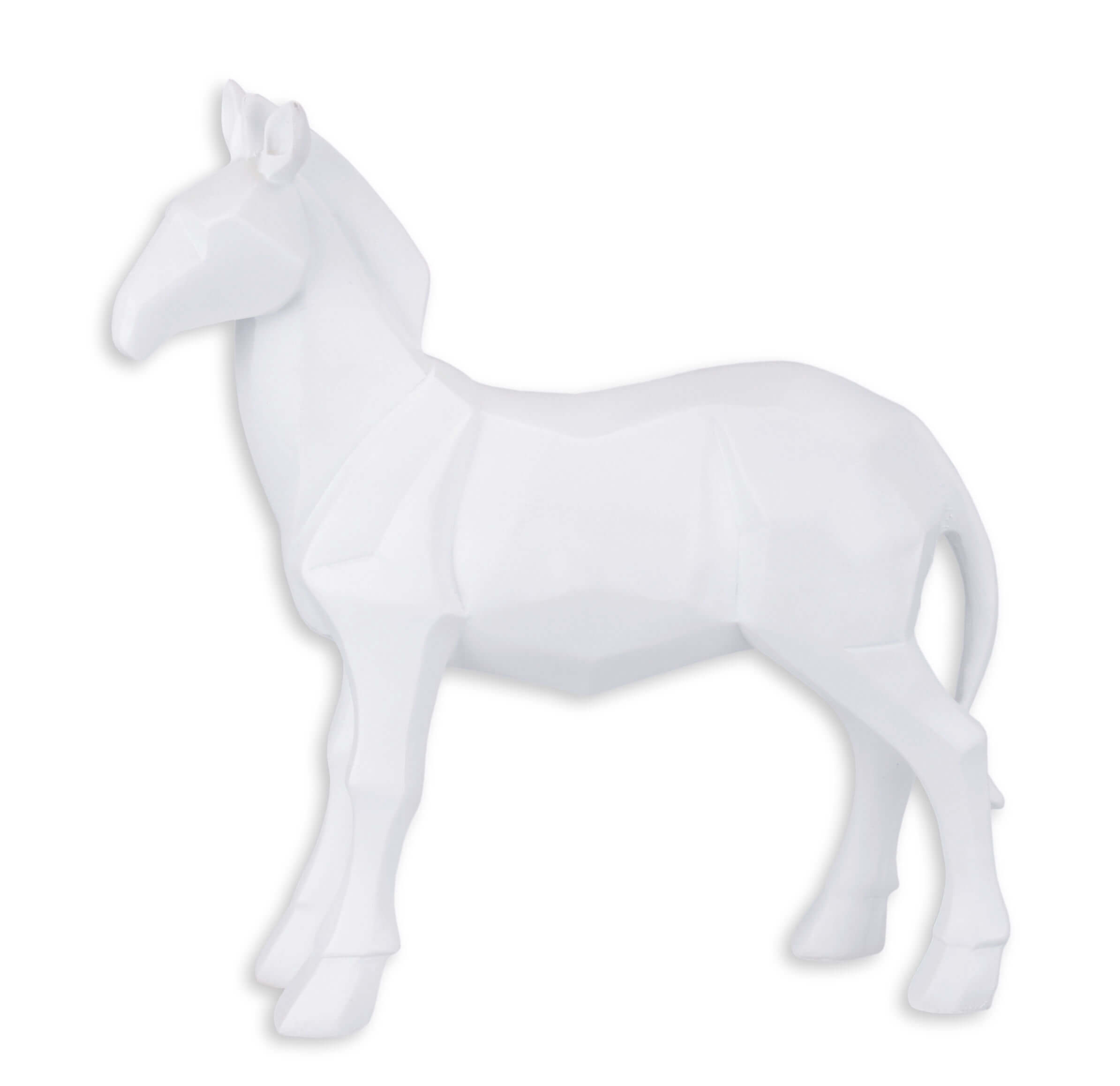 Eine polygonale Figur aus Kunstharz Pferd weiß Replikat Retro Design Dekoration