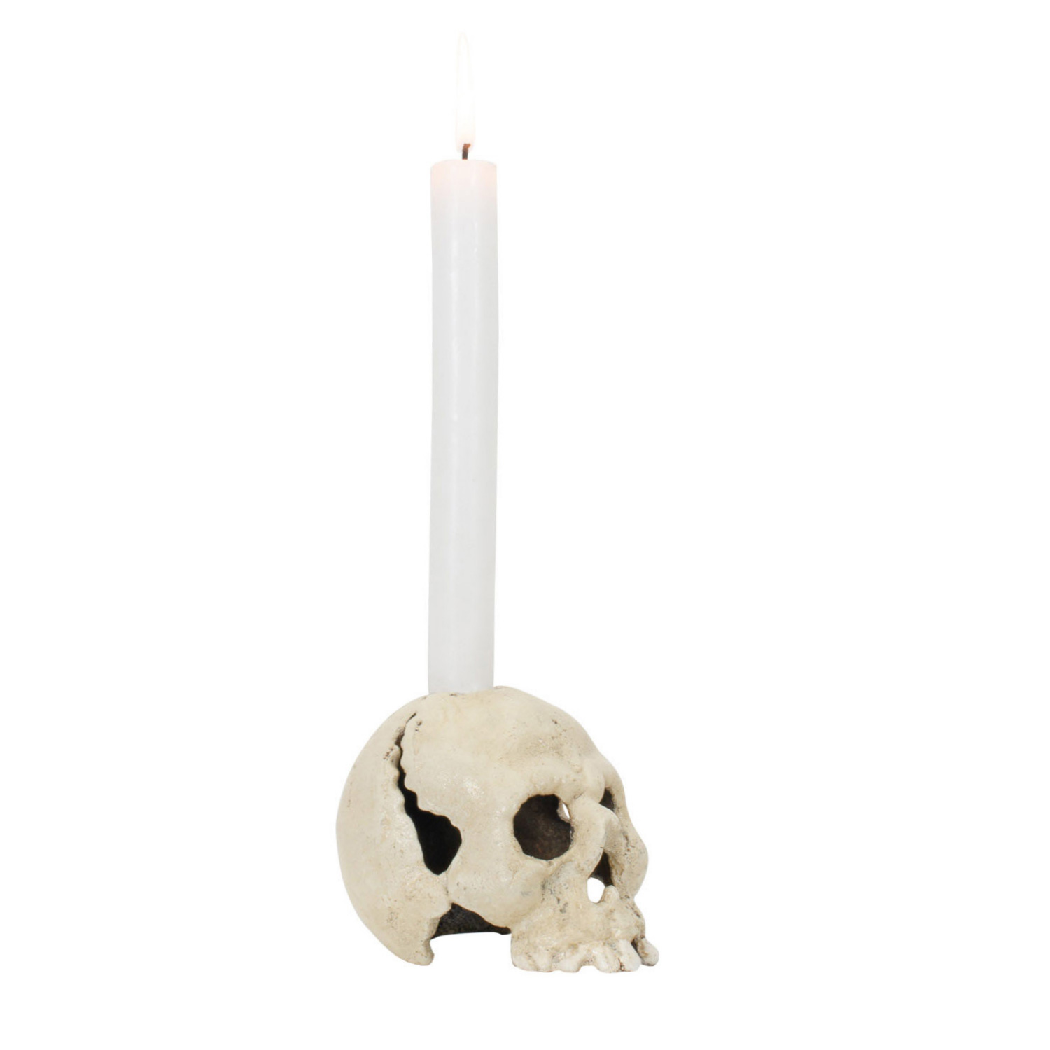 Kerzenständer Totenkopf Kerzenhalter Figur Skulptur Eisen Antik-Stil 11cm (b)