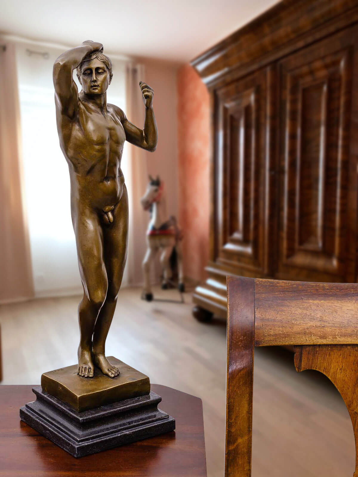 Bronzeskulptur erotische Kunst nach Rodin Bronze Akt Mann Figur Skulptur 47cm
