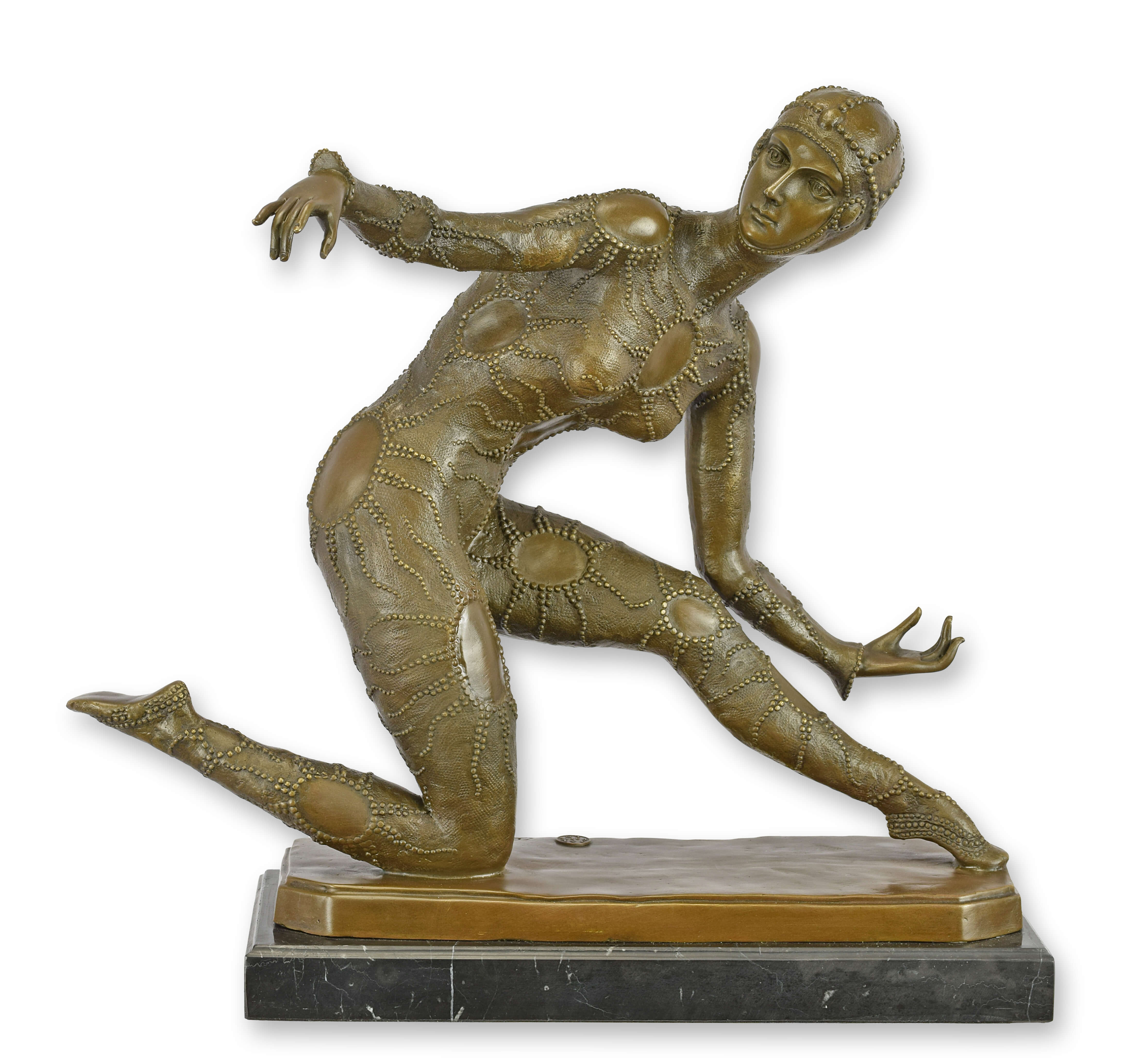Bronzeskulptur Tänzerin nach Chiparus Replikat Retro Design Dekoration