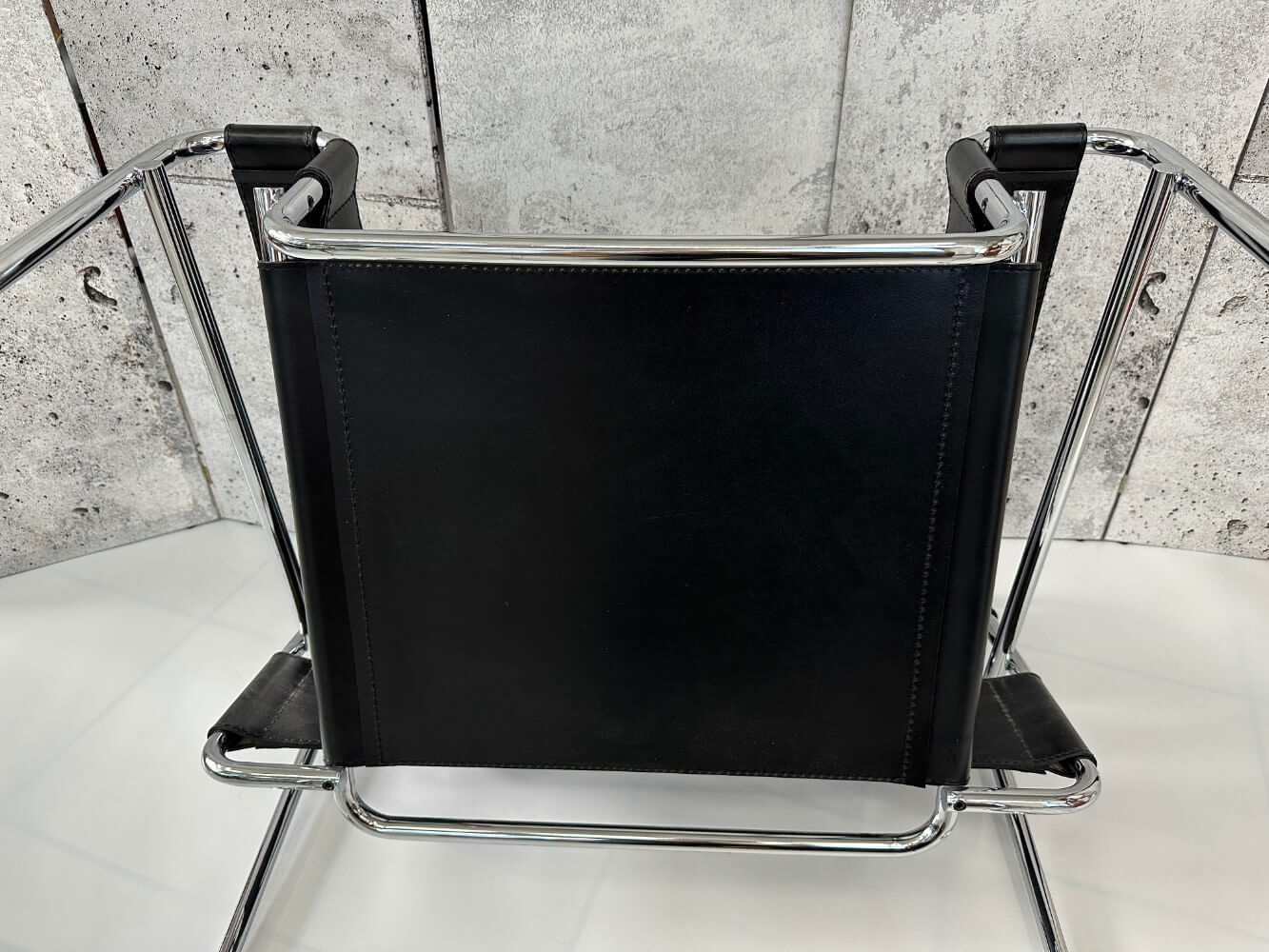 stuhl, schwarz, leder, rahmen, chrome