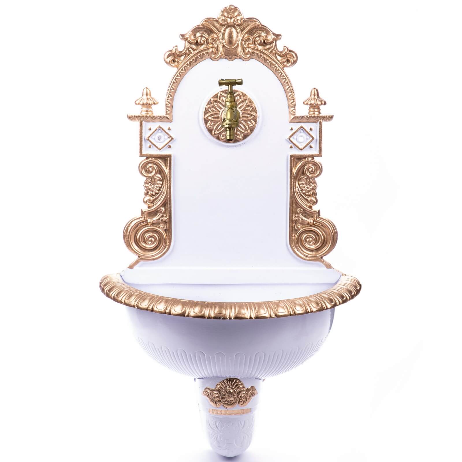 Waschtisch-Armatur, Wand-Waschbecken, Antik-Stil, Keramik-Säule, Verzierungskapelle