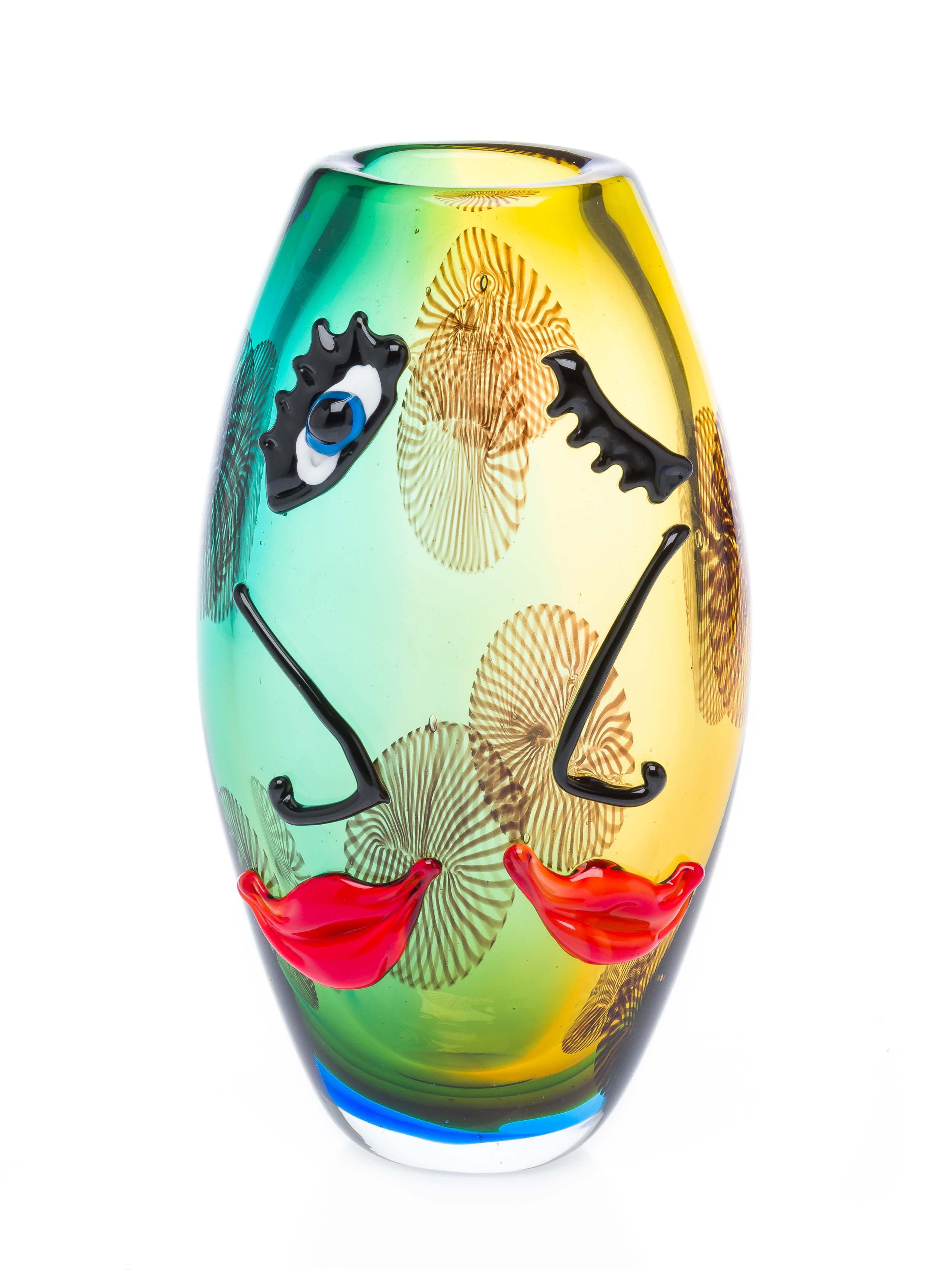Doorbraak zanger Keizer Glazen vaas tafel vaas gezicht moderne kunst Murano stijl vaas bloemenvaas  glas | Nederland