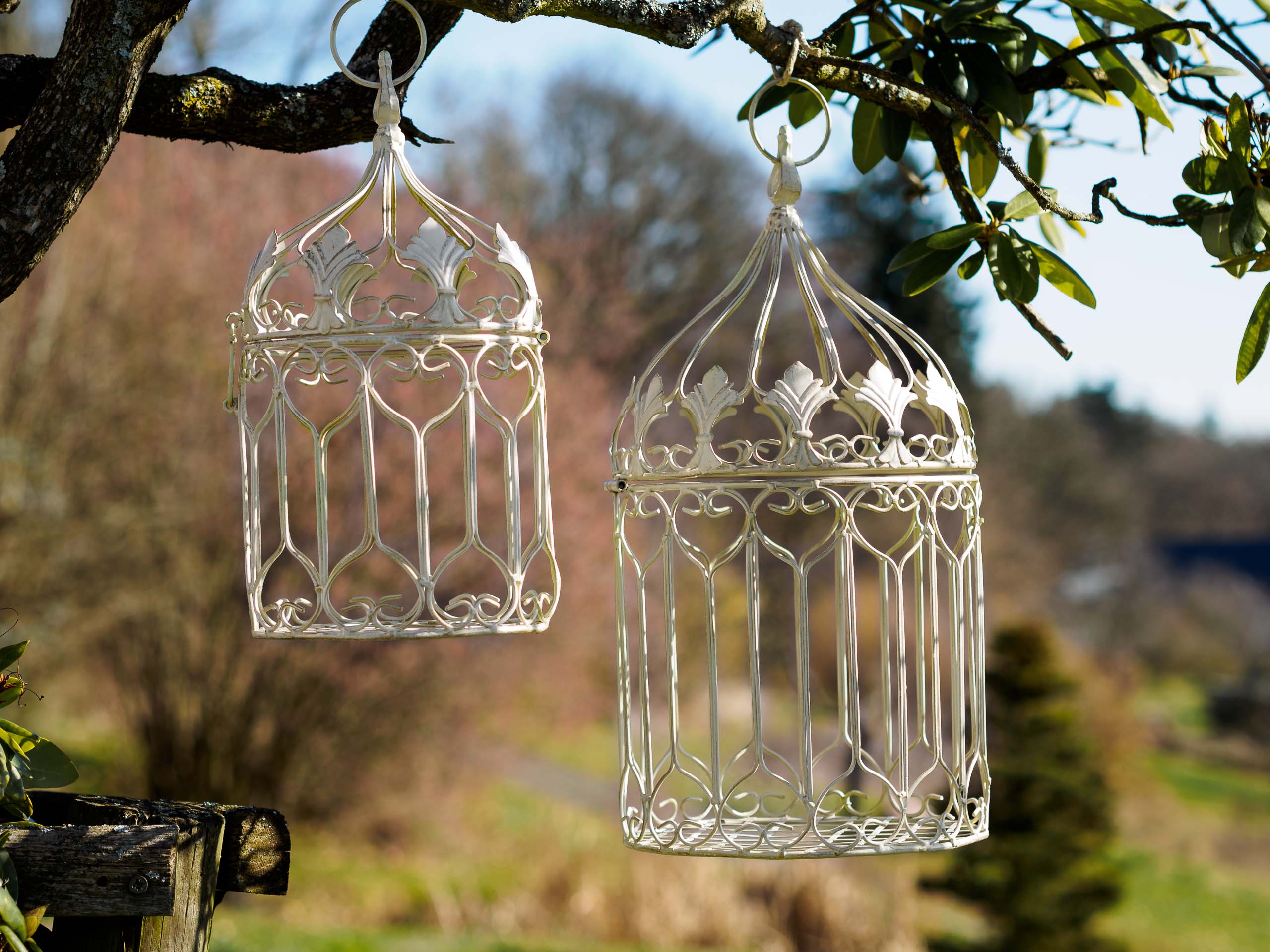 effect wasmiddel Stap 2x vogelkooi crème witte vogelkooi deco decoratieve kooi antieke stijl  metalen vogelkooi | Nederland