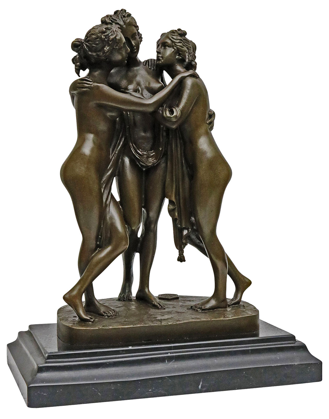 Bronzen beeld drie genaden Canova erotische kunst Bronzen figuur in antieke stijl | Nederland