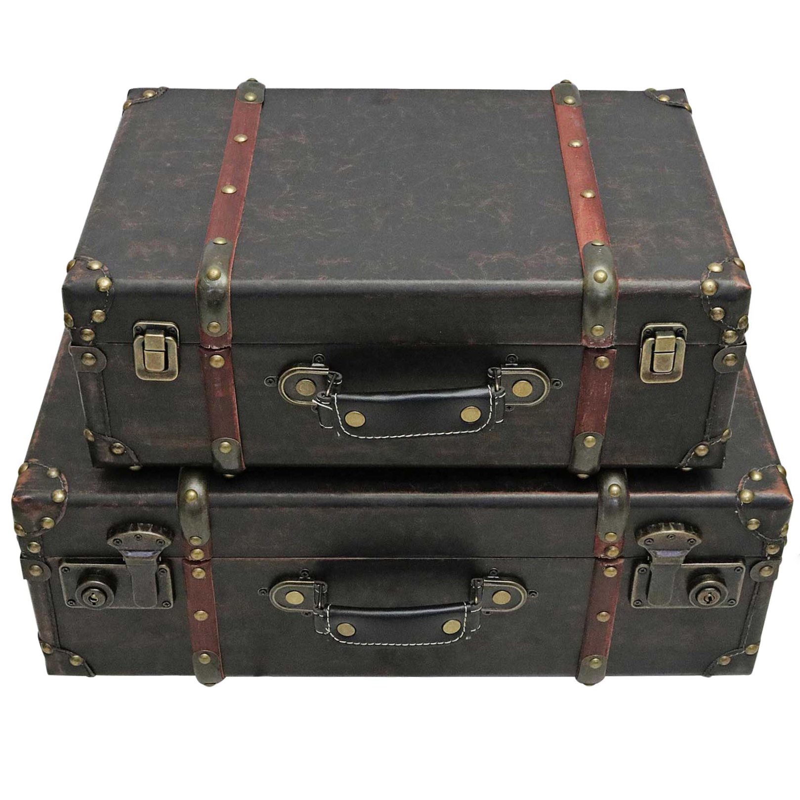 Kapper verdwijnen Lodge 2x koffer houten koffer hout nostalgie antieke stijl oldtimer bruin vintage  stijl | Nederland