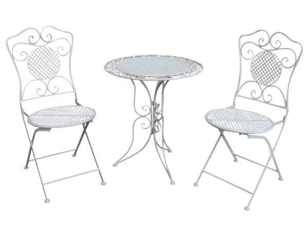 achterlijk persoon Nauwkeurig klep Tuinset tafel en 2 ijzeren stoelen antieke stijl tuinmeubelen bistro set  wit | Nederland