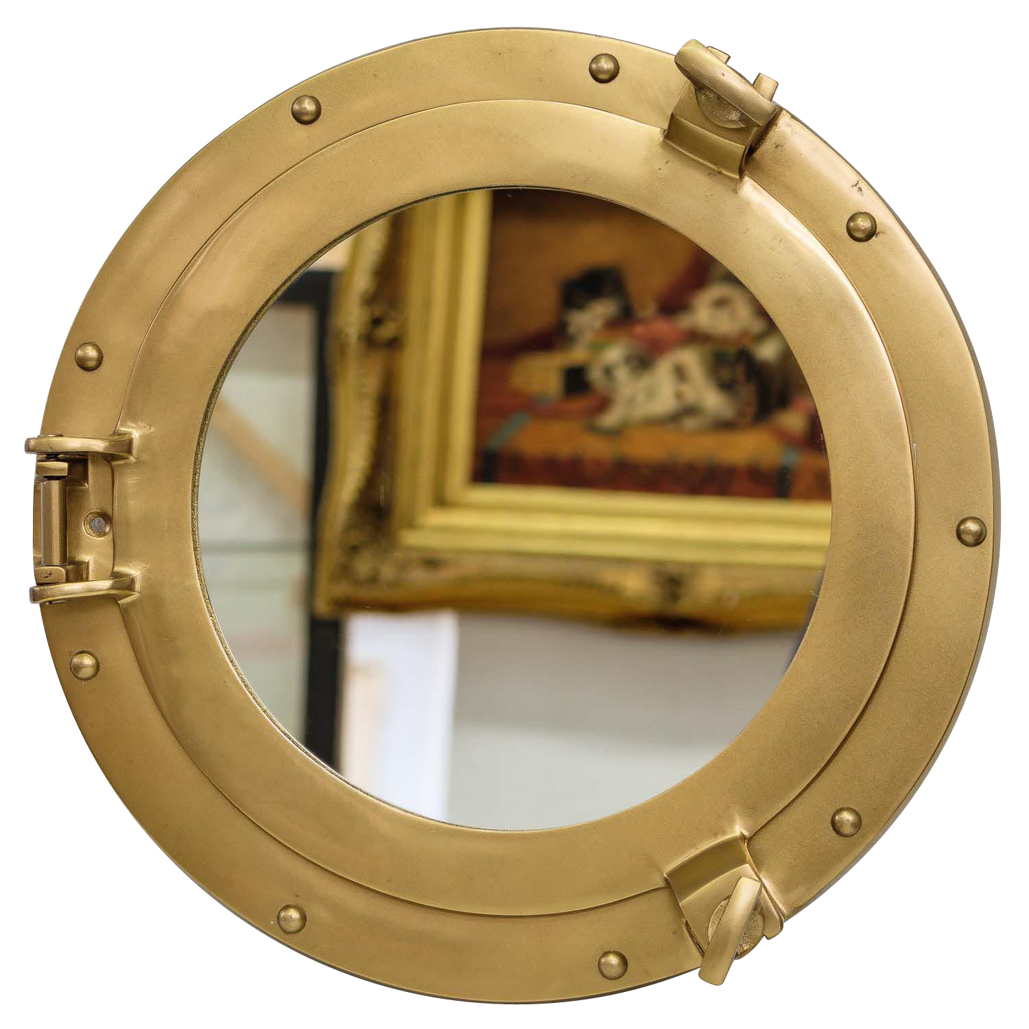 Miroir métal hublot cosmétique avec corde nautique - Déco métallique