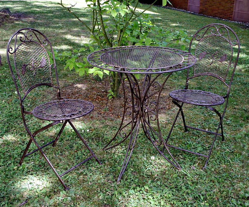 Noord soep rammelaar Tuintafel + 2x stoel ijzer antieke stijl tuinmeubelen bruin | Tuinset |  Tuinmeubilair | Tuin | Nederland