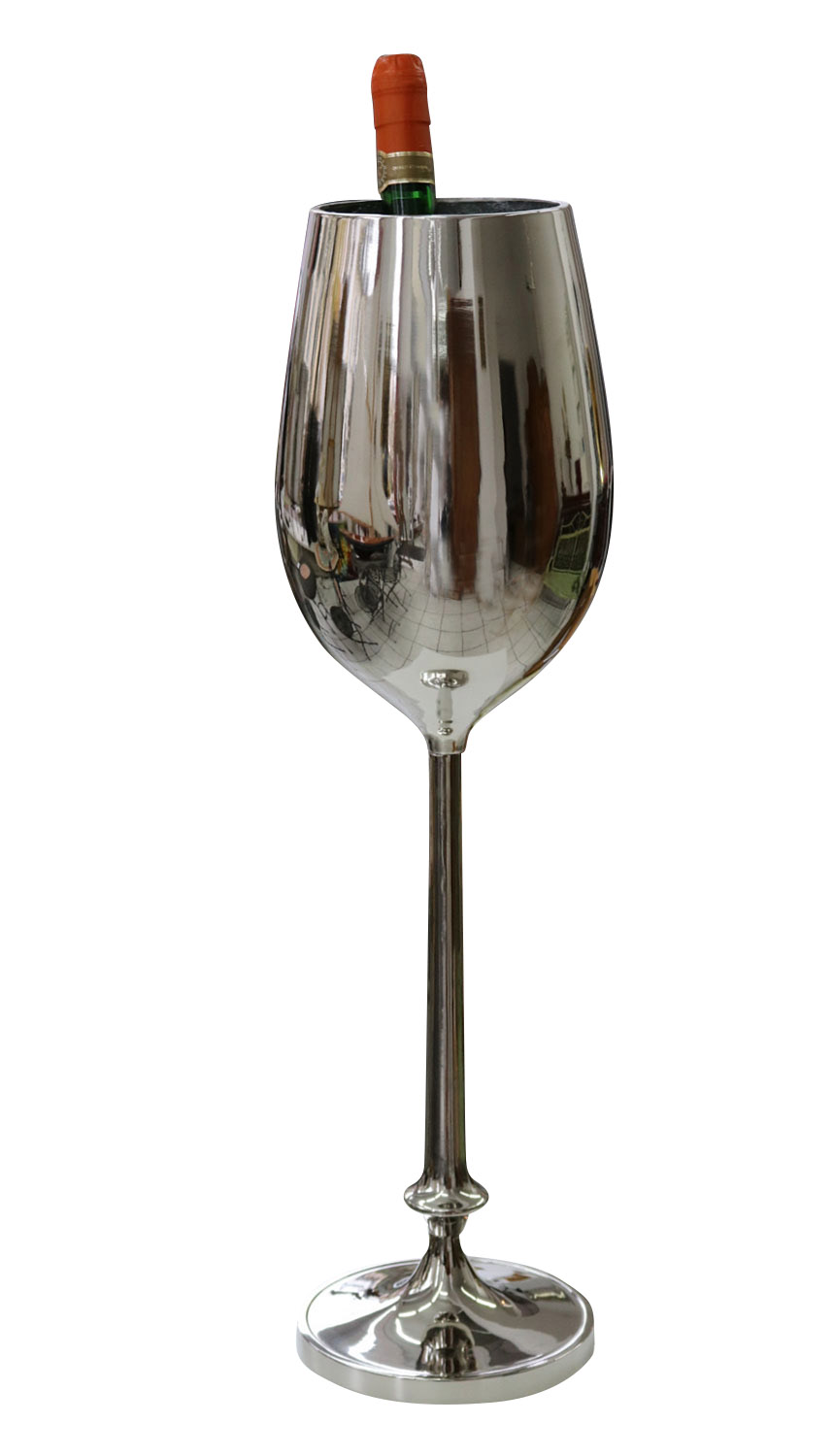 lassen dood gaan Wind Champagnekoeler met standaard Wijnkoeler Flessenkoeler Vernikkelde  champagne emmer 63cm hoog | Nederland