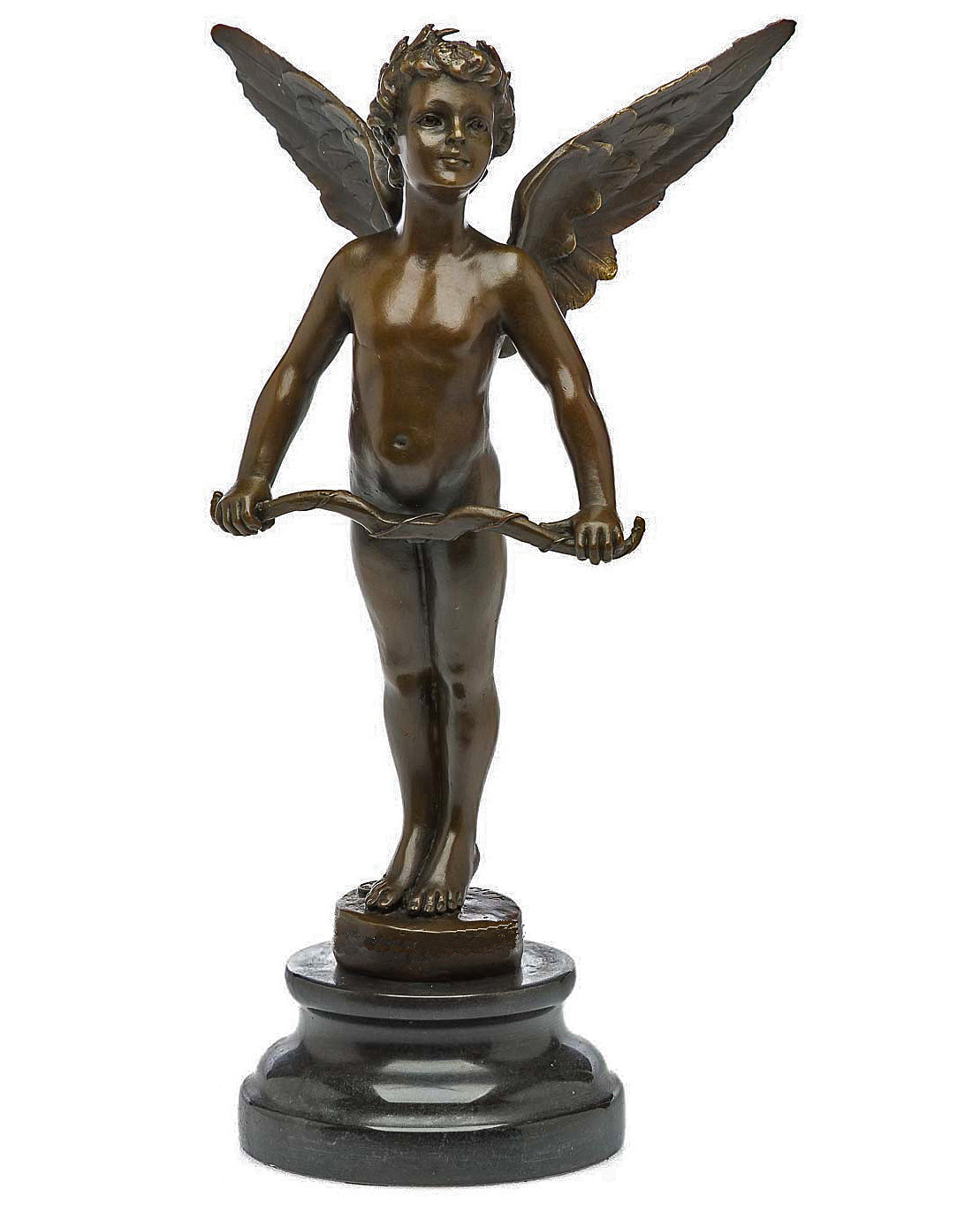Bij naam binden Beschikbaar Bronzen sculptuur, bronzen beeld, engel Cupido, bronzen figuur, stenen  sokkel, antieke stijl | Nederland