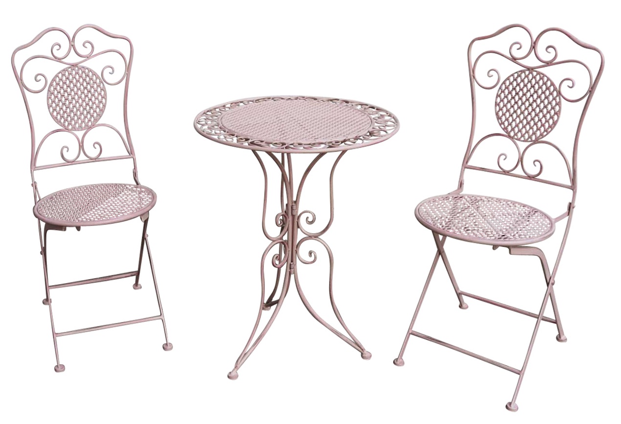 Tuinset tafel en ijzeren stoelen stijl tuinmeubelen roze bistro set | Nederland