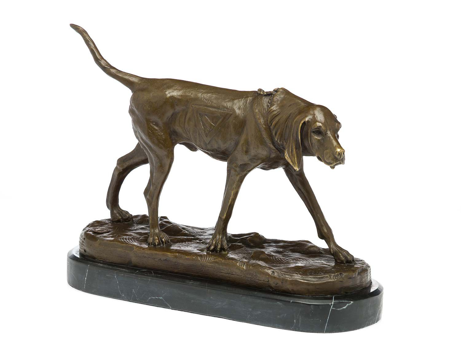 Bronzeskulptur Jagdhund Skulptur Hund Figur Bronzefigur Bronze Antik